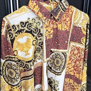 Vintage Baroque Print Dress